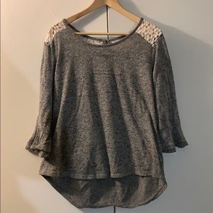 Gray shirt with white lace